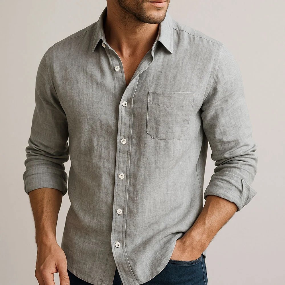 UNTUCKit Valadige gray long sleeve button up shirt Textured Cotton Gauze Muslin